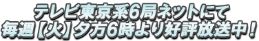 テレビ東京系6局ネットにて毎週【火】夕方6時より好評放送中！