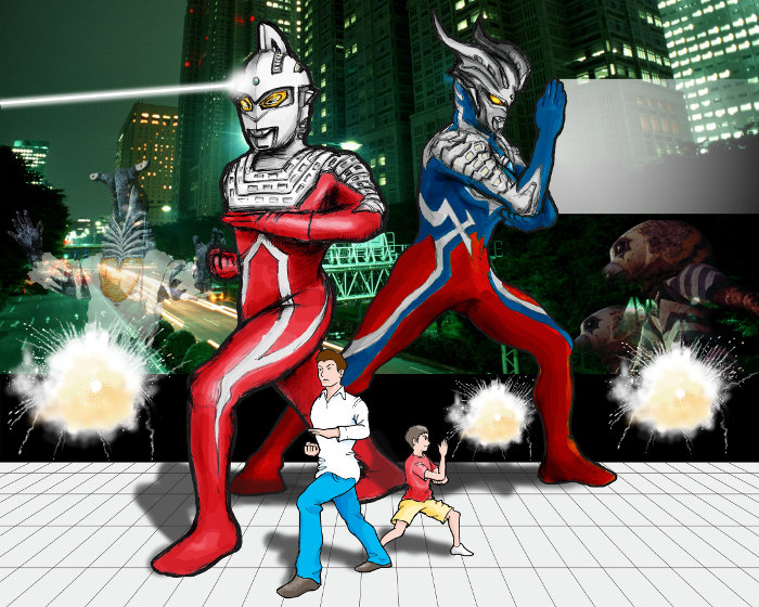 ウルトラセブン×ウルトラマンゼロ 親子ポージング像（イメージ画像）